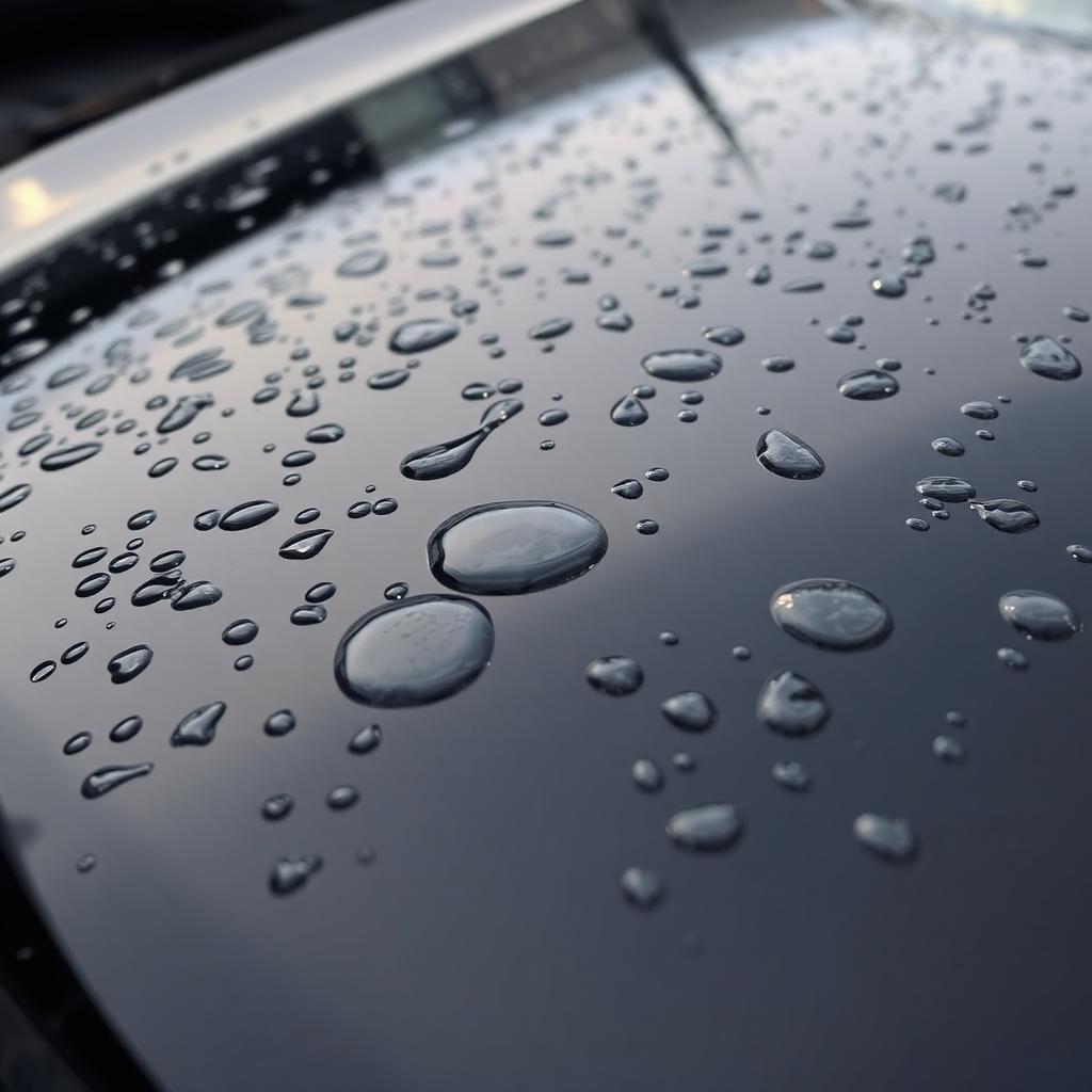 Water beading on freshly ceramic-coated paint